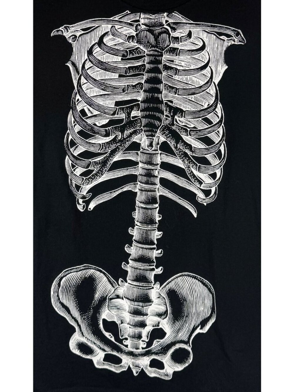 Way To Celebrate Halloween Skeleton Ribcage X-ray Black T-Shirt Medium